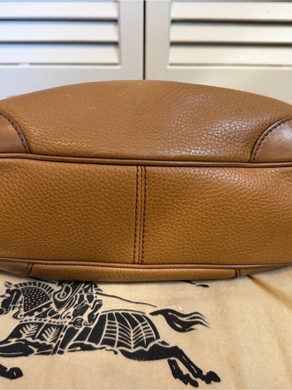 Burberry Cognac Brown Pebbled Leather Shoulder Bag - Picture 4 of 16